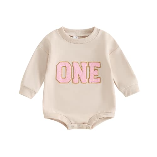 Muasaaluxi Baby Girl Boy Birthday Outfits One Romper Two/Three/Four/Five/Six Embroidery Sweatshirt Cake Smash Outfits