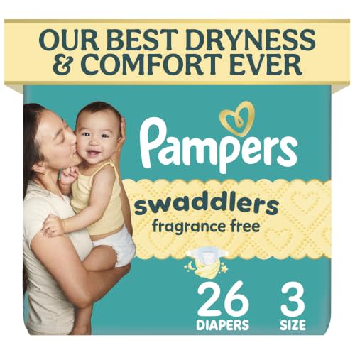 Pampers Swaddlers Diapers, Size 3 (13-26 lbs), 26 Count, Fragrance Free, Hypoallergenic, Absorbent, Pediatrician Recommended, Skin Safe