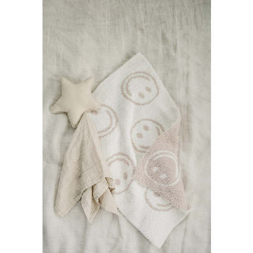 Smiley Taupe Plush Blanket
