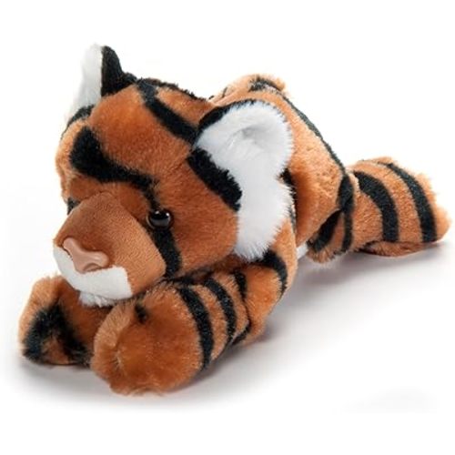 The Petting Zoo Tiger Stuffed Animal Plushie, Gifts for Kids, Scoopz Wildlife Animals, Orange Striped Tiger Plush Toy, 8 inches