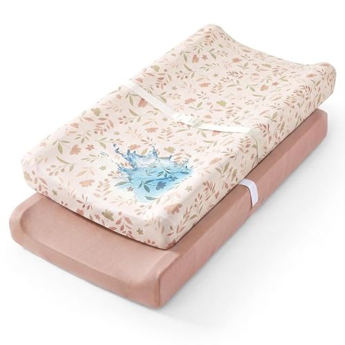 Waterproof Changing Pad Cover 2 Pack Ultra Soft Changing Table Sheets for Girl Boy Diaper Changing Pad Sheet