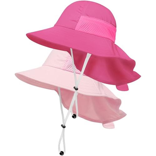 Toddler Baby Sun Hat Kids Summer UPF 50+ for Boys Girls Adjustable Beach Hats with Bucket Wide Brim Age 1-7 Years