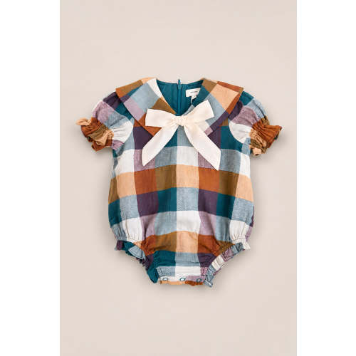 Baby Alice Romper in Maize Gingham
