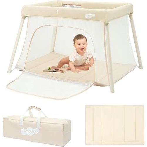 Pamo Babe Travel Crib, Portable Pack and Play with Mattress for Babies