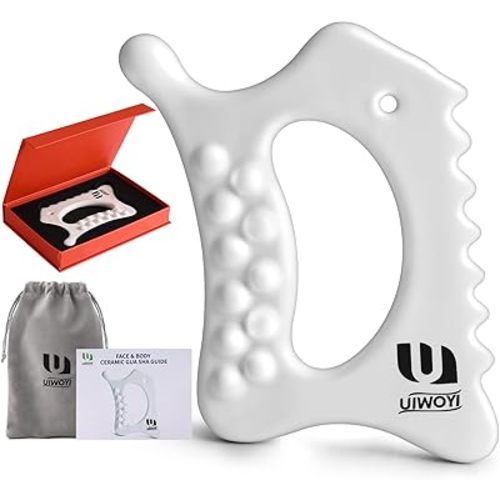 6-in-1 Ceramic Body Gua Sha Facial Tools | Lymphatic Drainage Tool, Face Sculpting Tool & Acupressure tool | Body Guasha | Trigger Point Massage Tool for Fascia Massage and Cellulite,Spring Skin Care