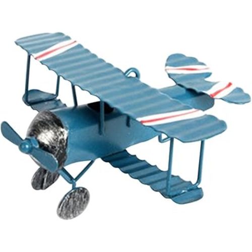 Toyvian Vintage Metal Planes Model, Iron Retro Aircraft Glider Biplane Pendant Model Airplane Kids Toy,Christmas Ornaments,Home Decor,Desktop Decoration(Blue)