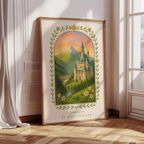 TOG Print - Terrasen Art, Fantasy Bookish Wall Poster, Book Lover Gift, Book Quote: To Whatever End, Reading Merch Art, Throne of Glass Art
