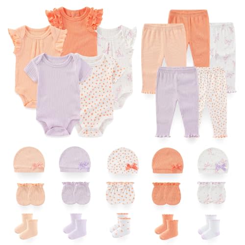 Unisex Baby Boy Girl Pant Sets Bodysuits Hats Gloves Socks Accessories 25 Pack Cotton Infant Practical Outfit