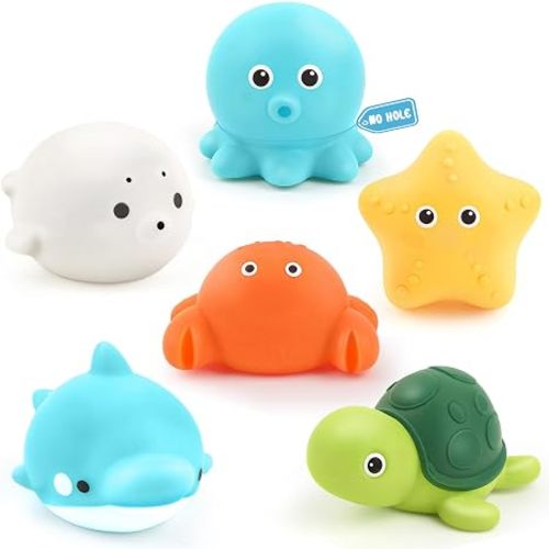 Bath Toys 6 PCS No Hole Baby Bathtub Toys Toddler Bath Toy for Kids 1-3