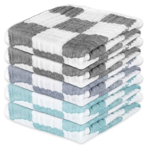 Muslin Burp Cloths 20"x10" Baby Burp Cloths 5-Pack(5, Grey & Green) | 100% Cotton Burp Cloths baby boy Ultra Absorbent & Soft for essentials