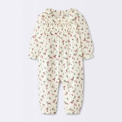 Baby Girls' Smocked Floral Romper - Cloud Island™ Cream 12M