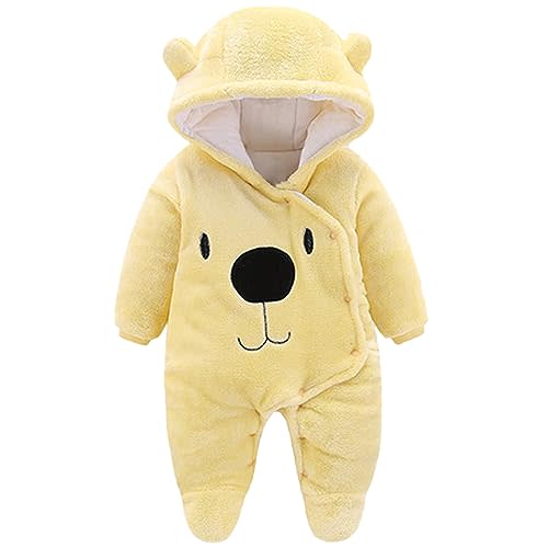 Fairy Baby Newborn Baby Snowsuit Bear Outfit Footie Romper Winter Thick Fleece Jumpsuit Infant Coat for Girls Boys 0-12M