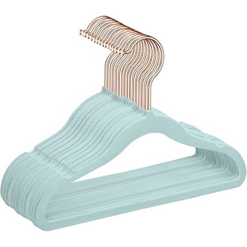 MIZGI Baby Velvet Hangers,Non-Slip Kids & Toddler Hangers,11.8 Inch Hangers for Baby Clothes,Pack of 50(Blue)
