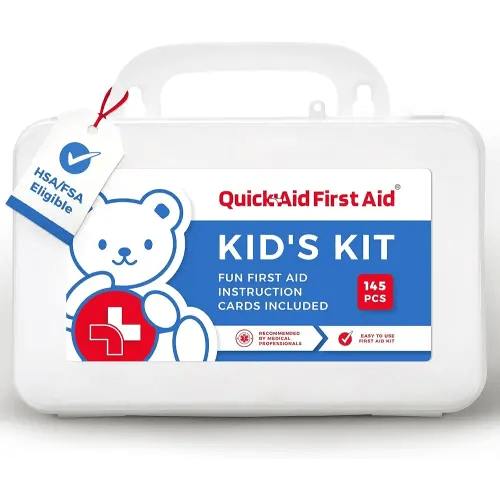 Kids First Aid Kit for Home/Business, Mini Travel First Aid Kit | HSA/FSA Eligible Emergency Kit | Small First Aid Kit for Car | Camping First Aid Kit Hiking | Survival Medical Kit – 145 Pcs