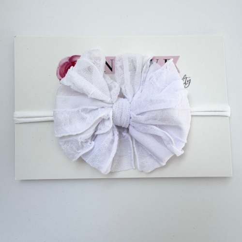 Skinny Mini Ruffled Headband | White
