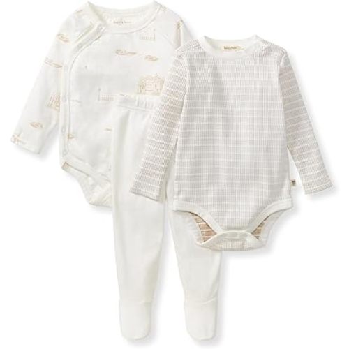 Burt's Bees Baby Unisex 3-Piece Bodysuit and Pant Set, 100% Organic Cotton Infant Outfit