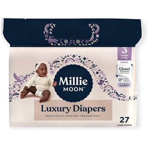 Millie Moon Luxury Diaper (Size 3 and Count 27) Ultra Soft, Absorbency (13-24, lbs)