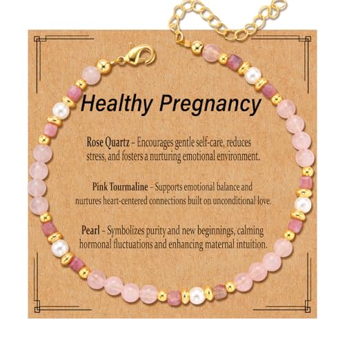 Natural Healing Crystal Bracelet for Women, Anxiety Relief Healthy Pregnancy Triple Protection Citrine Jewelry Gift for Friends Daughter Sister Mom Colleague