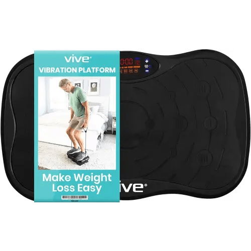 Vive Vibration Plate Exercise Machine - Shake Plate Vibration Platform with Resistance Exercise Bands - Lymphatic Drainage Machine for Shaping, Toning, Wellness, Recovery, and Weight Loss
