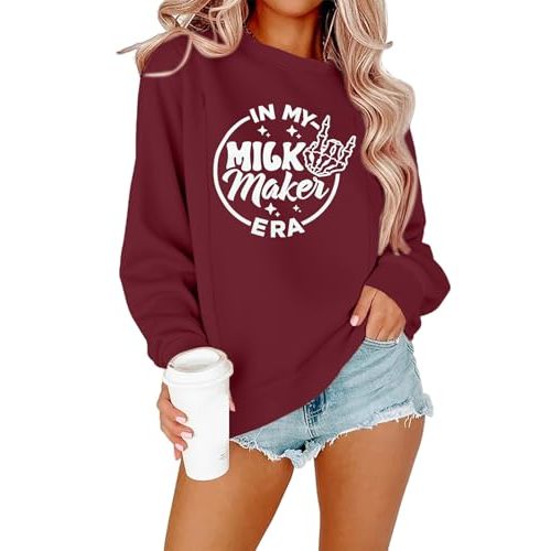 Maternity Nursing Sweatshirts for Women Friendly Zip Breastfeeding Pullover Top Mama's Boobery Print Clothes