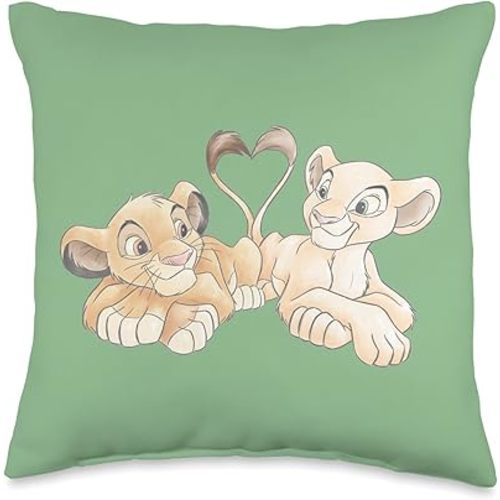 Disney The Lion King Simba and Nala Hearts Valentine’s Day Throw Pillow