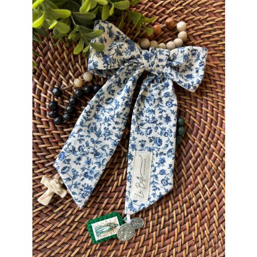 LaBelle Blessing Sash with Green Scapular | Marian Blue Floral | Catholic Gift | Catholic Keepsake | Handmade Catholic