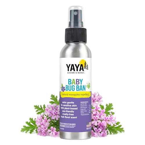 YAYA ORGANICS Baby Bug BAN - DEET-Free Natural Bug Spray – Plant-Based Mosquito Repellent for Kids, Babies, Pregnant Moms, Nursing Moms - Lightweight Non-Greasy, Made in USA, 4 oz (Pack of 1)