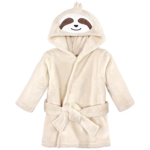 Hudson Baby Infant Unisex Plush Animal Face Bathrobe, Sloth, 0-9 Months