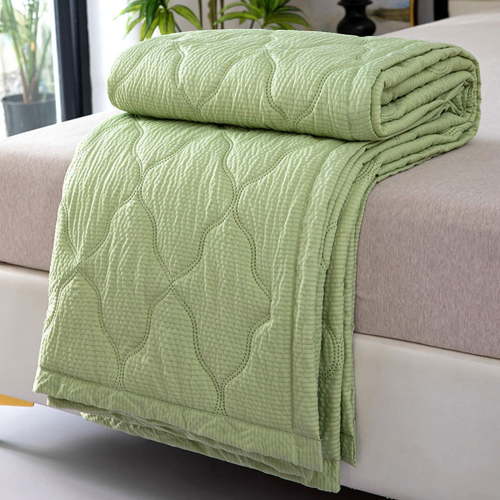 AZXY Summer Quilt,Cooling Comforter,Solid Breathable Cotton Lightweight Quilt,Conditioning Cooling Blankets for Crib/Toddler Beds,100x150cm,Green