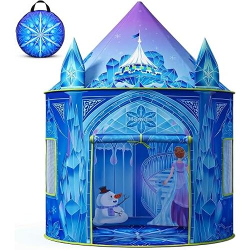 Hamdol Princess Play Tent for Girls, Frozen Toy, Ice Castle Kids Playhouse for Indoor & Outdoor, Imaginative Castle Tent with Carry Bag, Perfect Easter, Birthday & Valentine Gift for Girls Ages 2–8