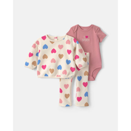 Baby Girl 3-Piece Heart 'I Love Daddy' Fleece Layering Set | Carter's