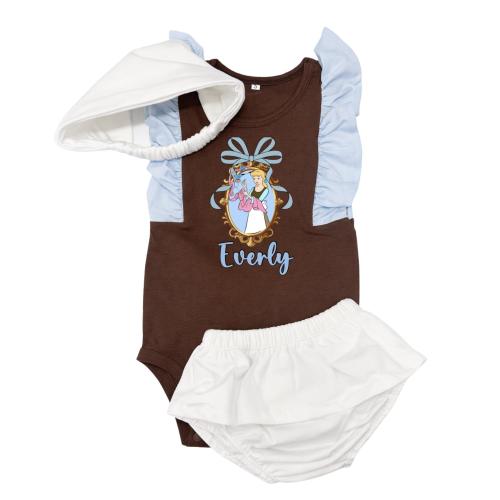 Baby Girl Cinderella Inspired Set,  Skirt & Brown Bodysuit, Soft and  Headband