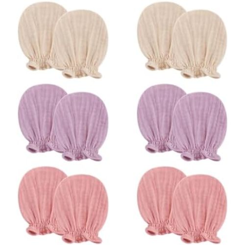 Pro Goleem Muslin Baby Mittens for Newborn, 100% Cotton No Scratch Soft Breathable Gloves for Boys and Girls 0-6 months