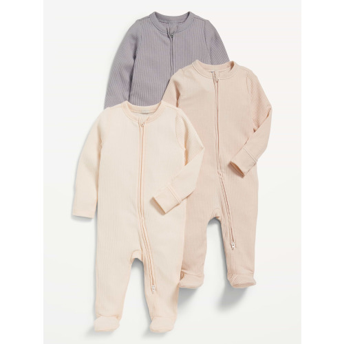 Unisex 2-Way-Zip Sleep & Play Footed One-Piece 3-Pack for Baby