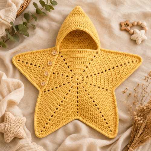Crochet Star Baby Bunting Pattern PDF | Newborn Cocoon Sleep Sack | Star Hug Photo Prop | Beginner Friendly