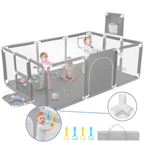 HIOHA Large Baby Playpen, 71.5x46x26 inch Indoor Outdoor Baby Gate with Zippered Door