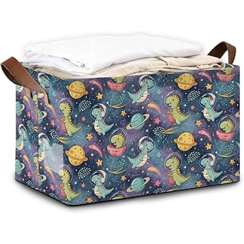 Decorative 32L Storage Bins with Handles - Space Dinosaur