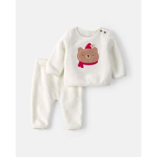 Baby 2-Piece Bear Fleece Long-Sleeve Top & Pant Set - Cream | Carter's