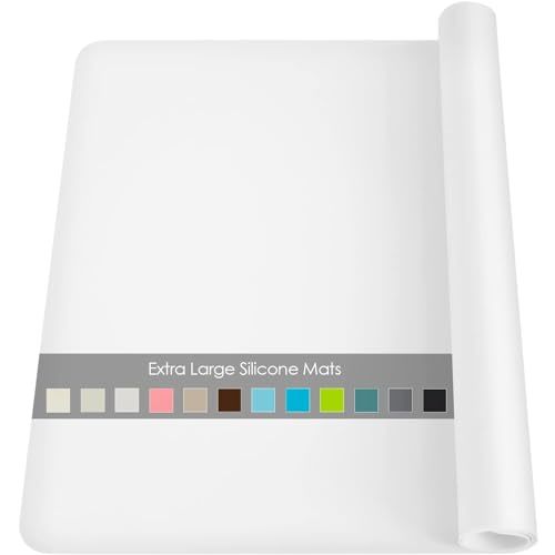 Oversize Silicone Placemat, 31.5 * 16.93" Food-Grade Flexible Silicone Table Mat for Baking Pastry Non-Stick, Kids Nonslip Dinner Placemat Heat Resistant Waterproof Countertop Protector, Translucent