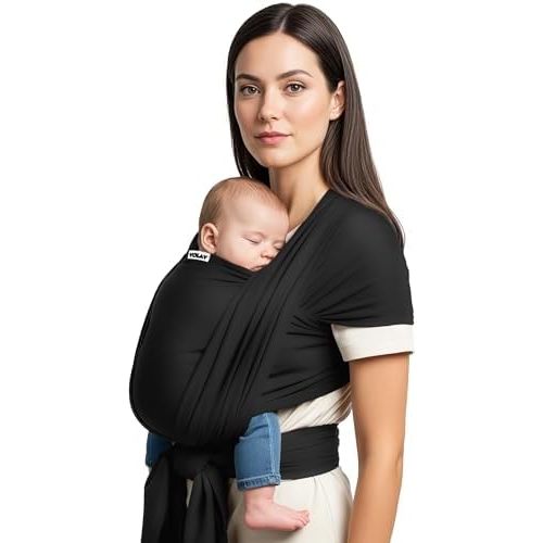 Yolay Baby Wrap Carrier Easy to Wear Soft Baby Carrier Sling Hands Free Adjustable Baby Carrier for Newborn to Toddler Upto 50 lbs, Black