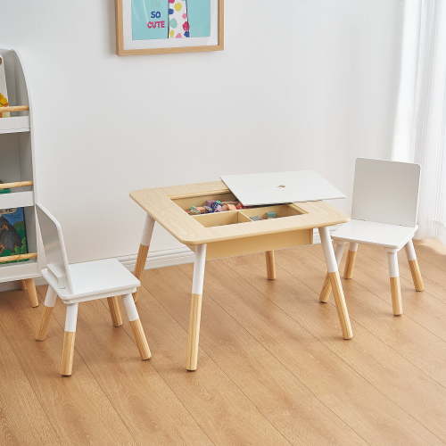 Free Shipping! Your Zone Kids Sensory Play Table and Chair Set, White, 3 Pieces, Age 3-6, Whiteboard and Chalkboard