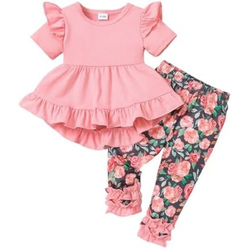Baby Girl Clothes Infant Toddler Girl Outfit Long Sleeve Shirts Top Rufffle Pants Little Girls Clothes