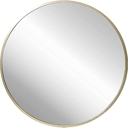 FrameWorks 28" Deluxe Contemporary Brass Gold Circular Aluminum Mirror