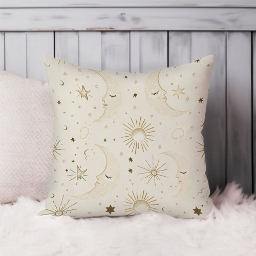 Ethan Taylor Astronomy and Space Moon & Suns Pattern I Bohemian Throw Pillow Cover | Wayfair