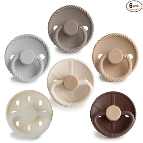 FRIGG SilkySoft Silicone Baby Pacifier 6-Pack Earthy Wonder | Made in Denmark | BPA-Free (0-6 Months)