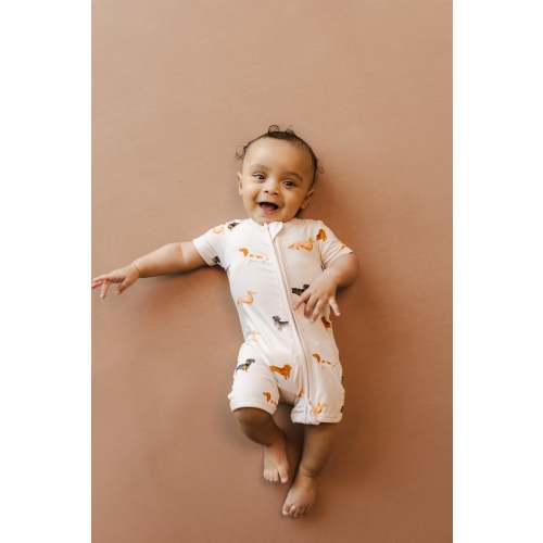 Zipper Shortall Romper in Dachshund
