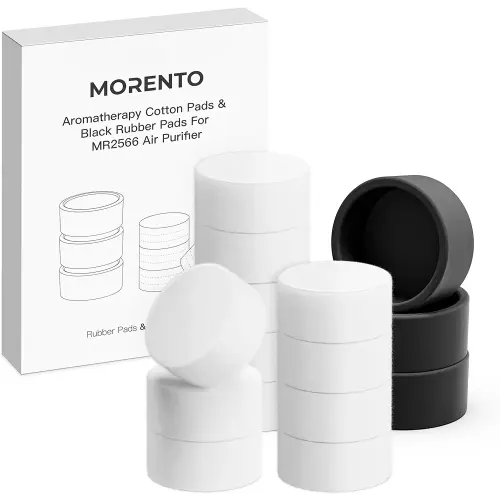 MORENTO Genuine Aroma Pads 12 pack & Rubber Pads 3 pack, Air Purifier Essential Oil Replacement Compatible MR2566 Air Purifier
