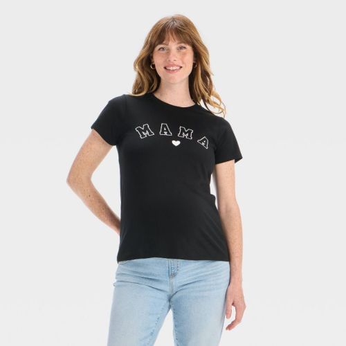 Short Sleeve Graphic Maternity T-Shirt - Isabel Maternity by Ingrid & Isabel™ Black