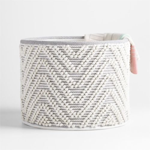 Dottie Grey Woven Macramé Kids Storage Bin