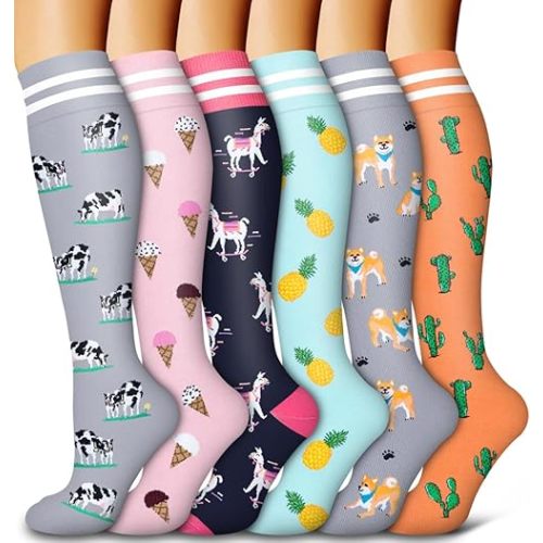 6 Pack Copper Compression Socks for Women and Men Circulation-Best Support for Medical, Running,Nursing,Athletic